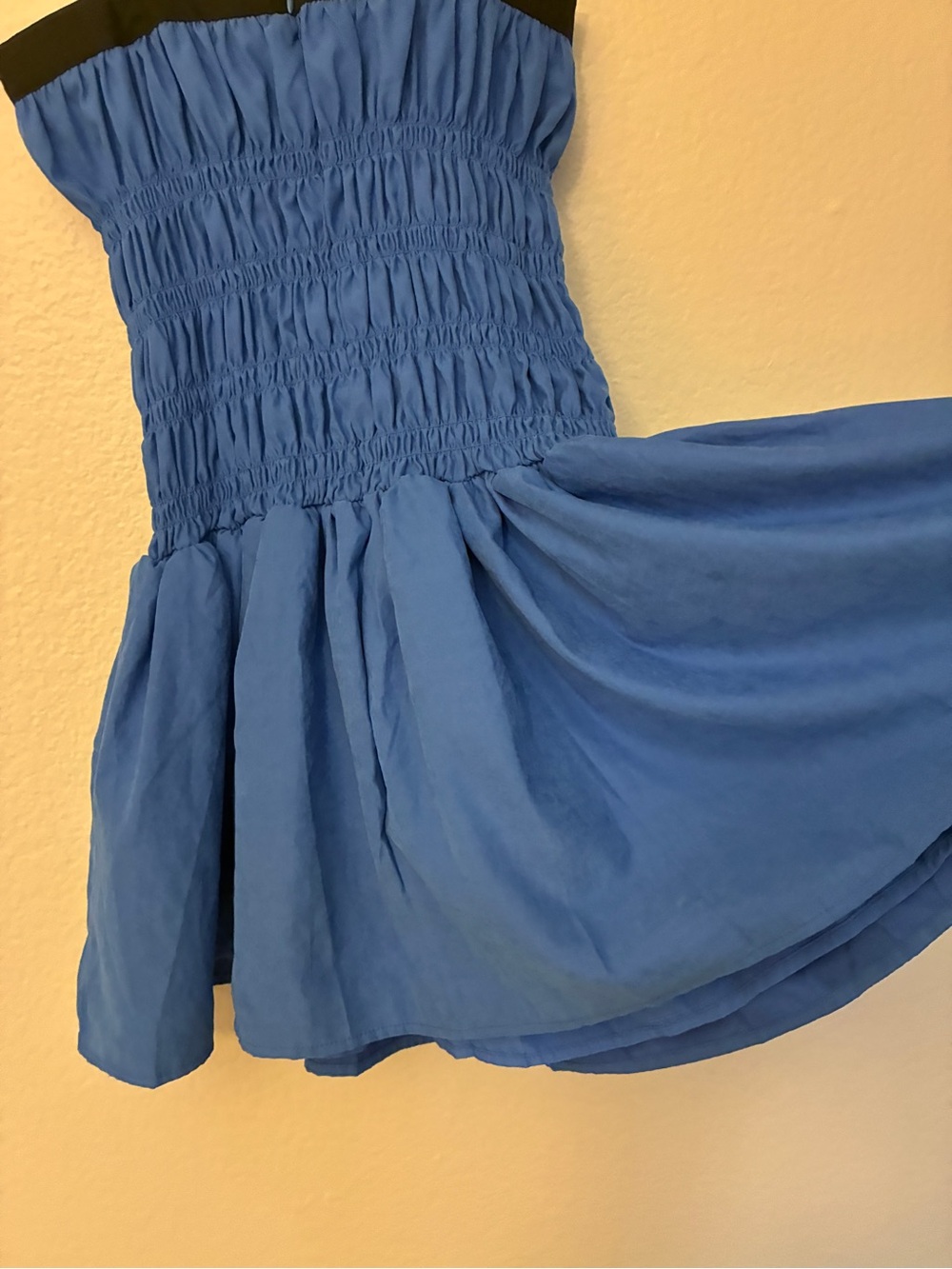 Sky to Moon Size S Y2K Blue and Black Smocked Mini Dress Babydoll Sweetheart - Picture 5 of 11